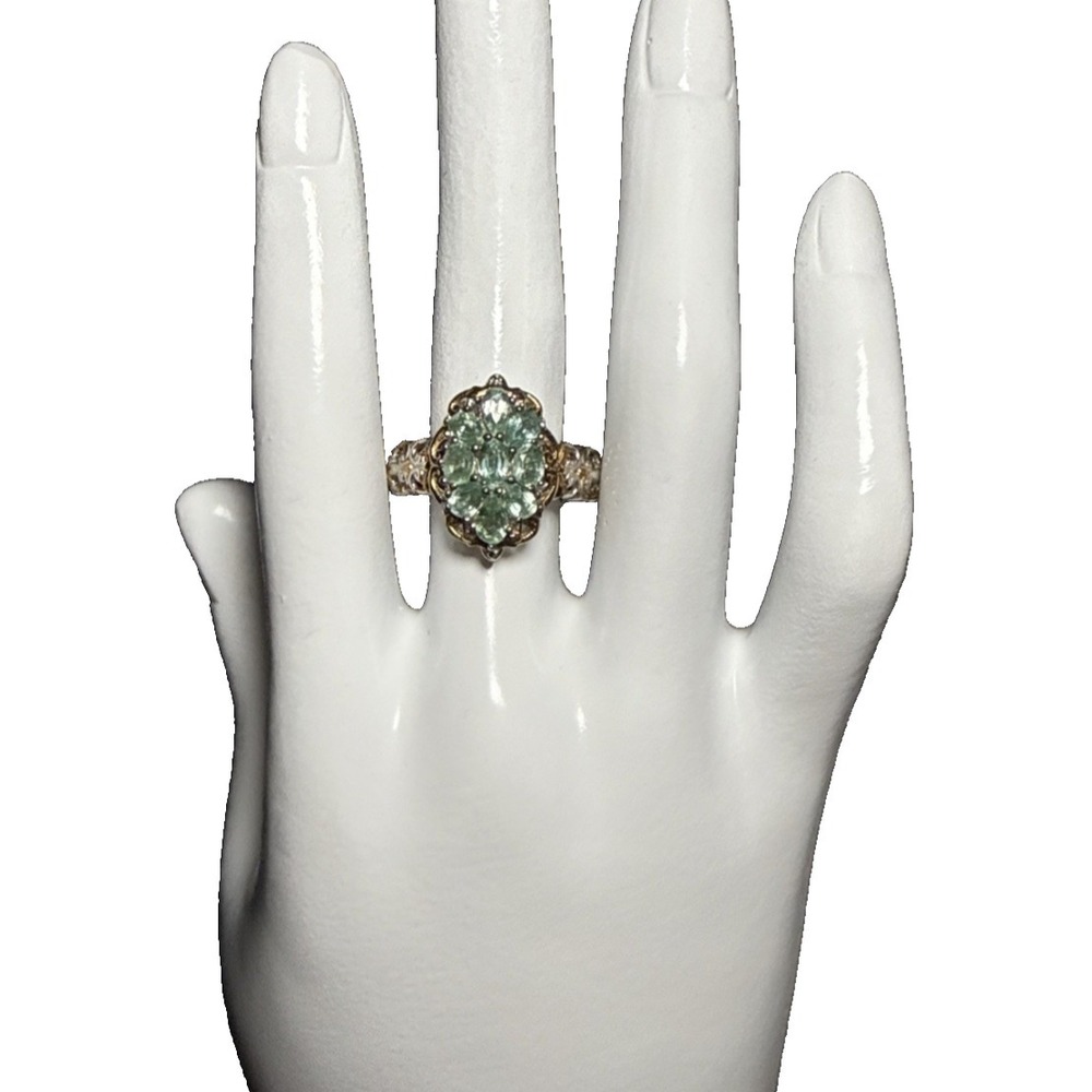 Michael Valitutti 925 Sterling Silver Two Tone Green Amethyst Cluster Ring‎ J-9P